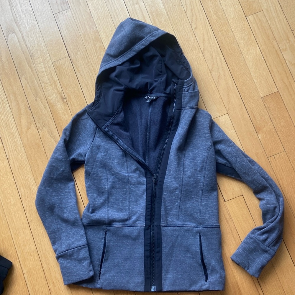 Charcoal Grey Athleta Fleece lined zip up sweatshirt